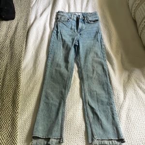 Zara high waisted straight leg jeans size USA 0.
